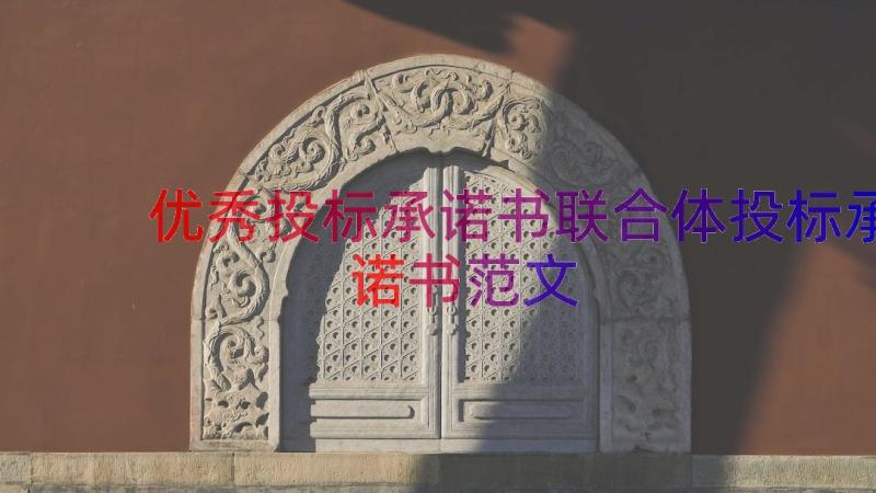 优秀投标承诺书联合体投标承诺书范文（19篇）