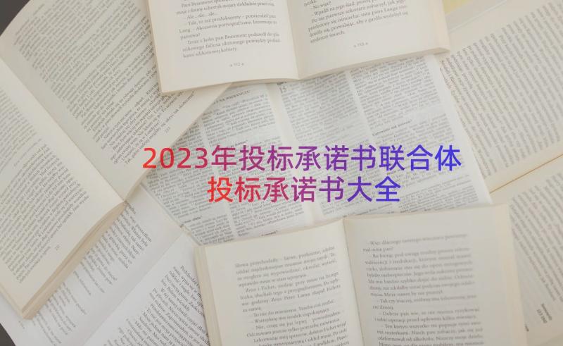 2023年投标承诺书联合体投标承诺书大全（17篇）