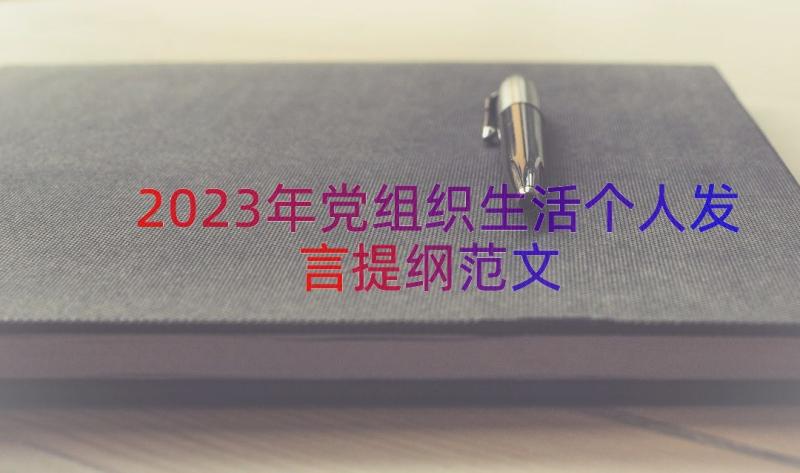 2023年党组织生活个人发言提纲范文（15篇）