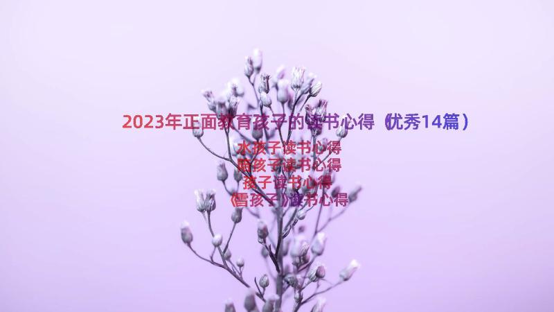 2023年正面教育孩子的读书心得（优秀14篇）