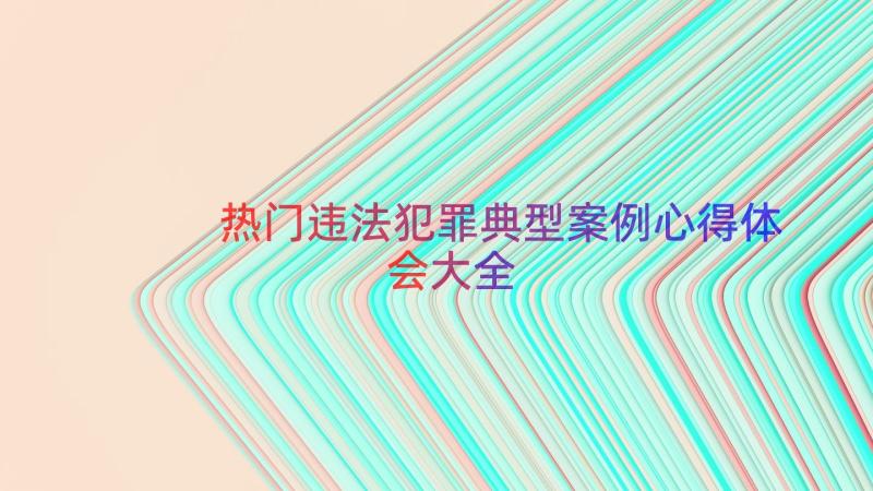 热门违法犯罪典型案例心得体会大全（18篇）