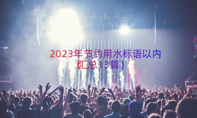 2023年节约用水标语以内（汇总13篇）