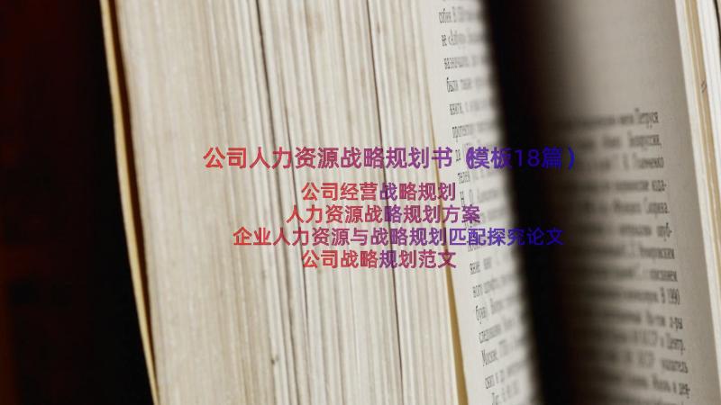 公司人力资源战略规划书（模板18篇）