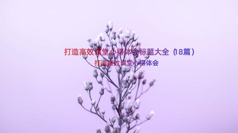 打造高效课堂心得体会标题大全（18篇）