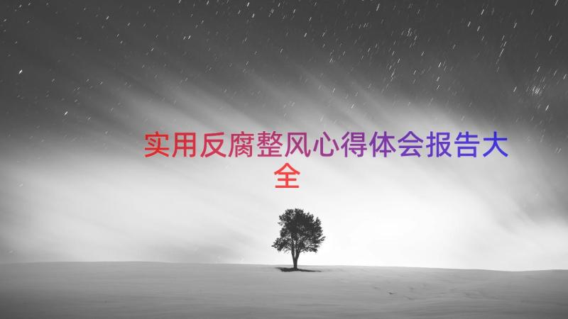 实用反腐整风心得体会报告大全（15篇）