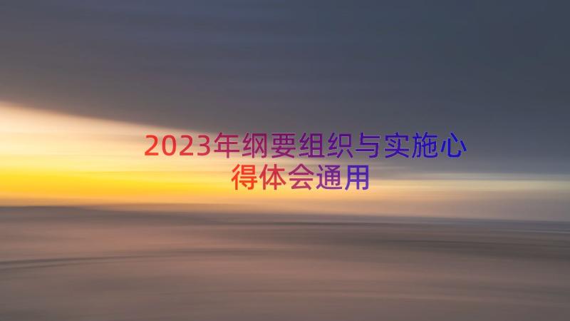2023年纲要组织与实施心得体会（通用17篇）