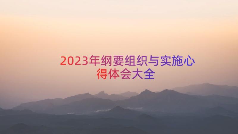 2023年纲要组织与实施心得体会大全（15篇）