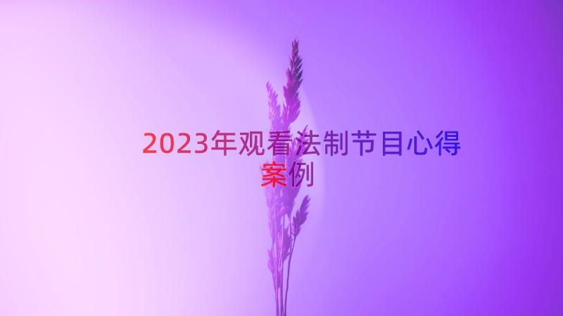 2023年观看法制节目心得（案例16篇）