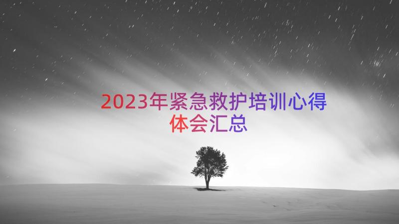 2023年紧急救护培训心得体会（汇总16篇）