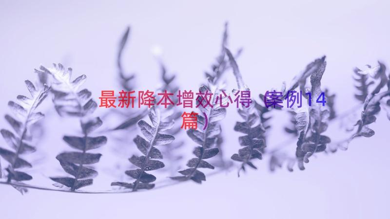 最新降本增效心得（案例14篇）