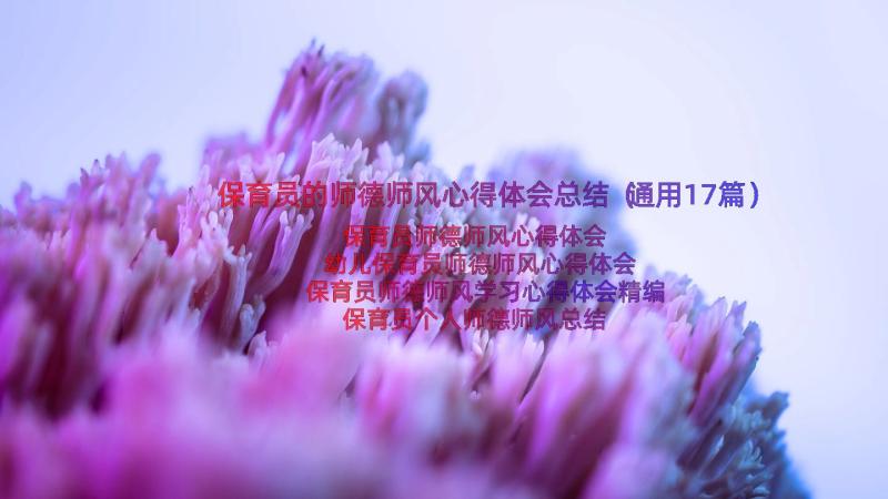 保育员的师德师风心得体会总结（通用17篇）