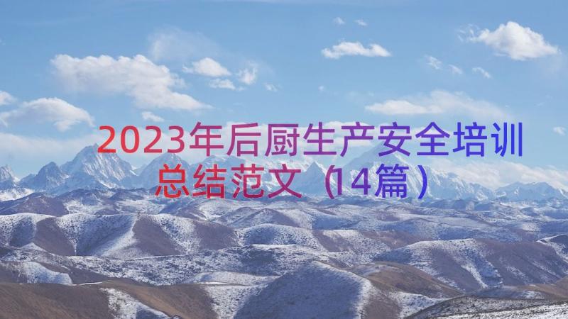 2023年后厨生产安全培训总结范文（14篇）