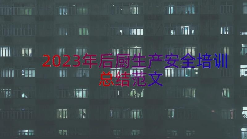 2023年后厨生产安全培训总结范文（14篇）