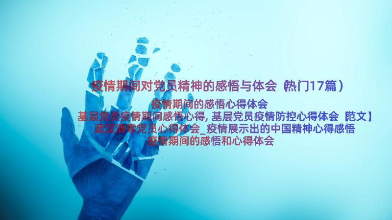 疫情期间对党员精神的感悟与体会（热门17篇）