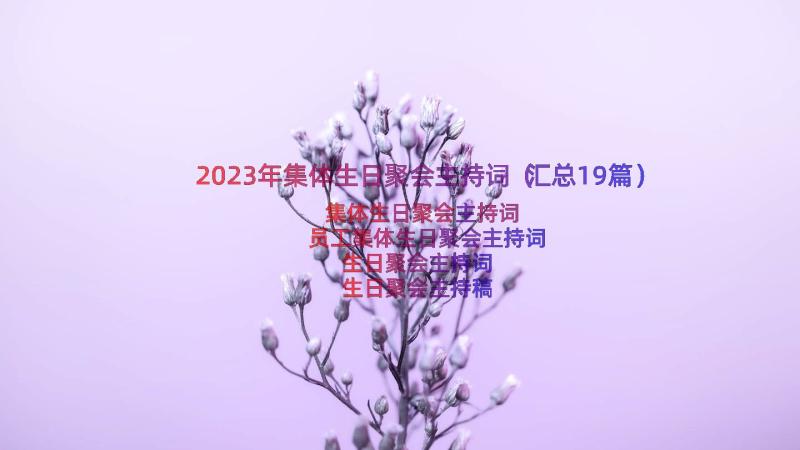 2023年集体生日聚会主持词（汇总19篇）