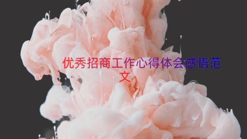 优秀招商工作心得体会感悟范文（14篇）