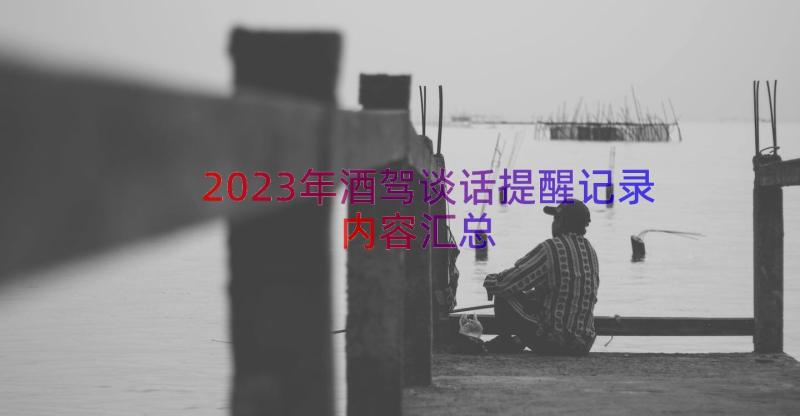 2023年酒驾谈话提醒记录内容（汇总13篇）