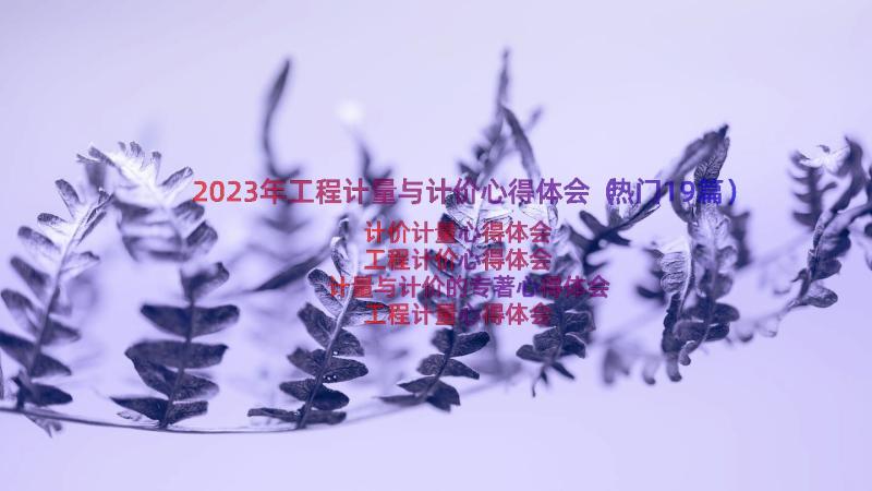 2023年工程计量与计价心得体会（热门19篇）