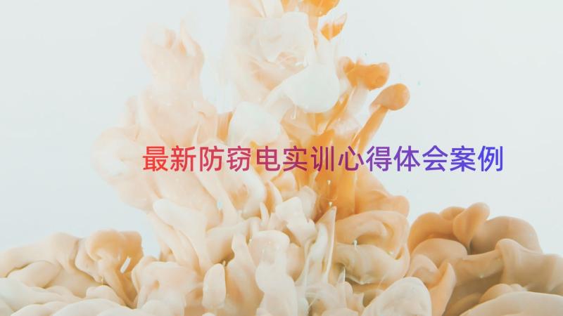 最新防窃电实训心得体会（案例17篇）