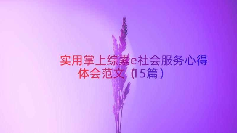 实用掌上综素e社会服务心得体会范文（15篇）