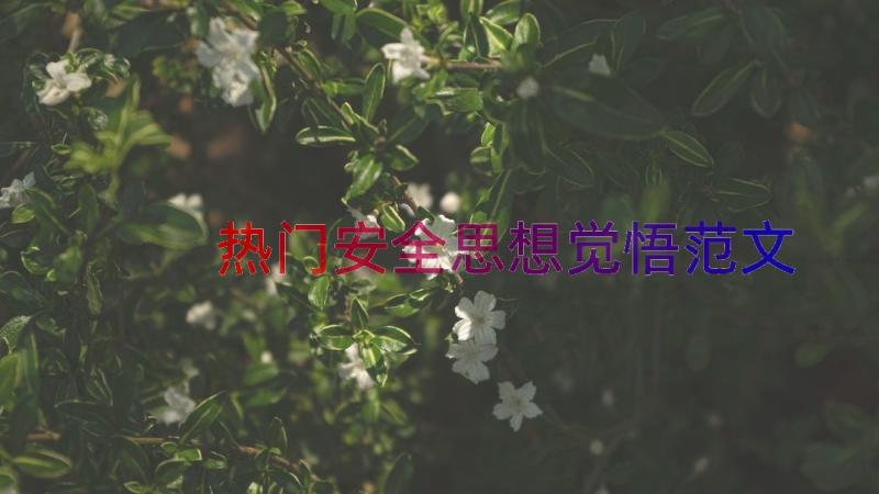 热门安全思想觉悟范文（16篇）