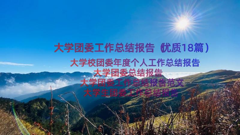 大学团委工作总结报告（优质18篇）