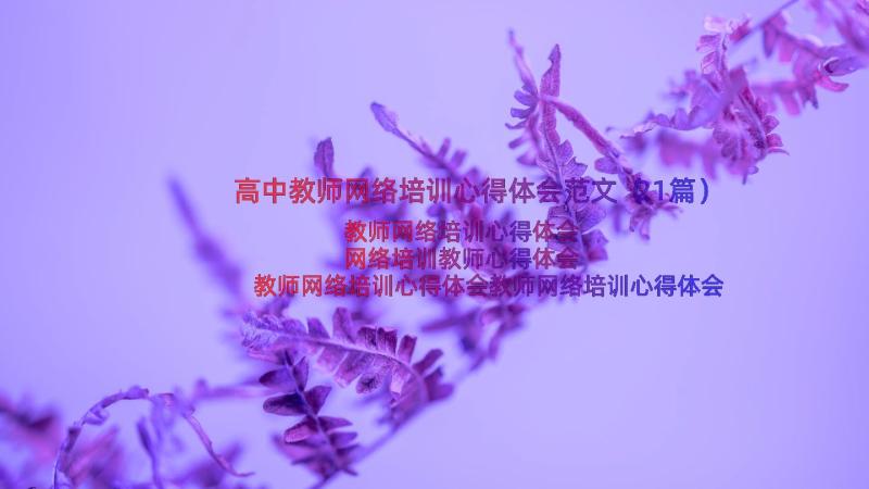 高中教师网络培训心得体会范文（21篇）