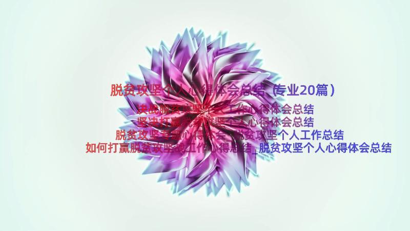 脱贫攻坚个人心得体会总结（专业20篇）