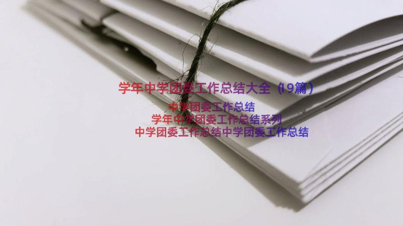 学年中学团委工作总结大全（19篇）