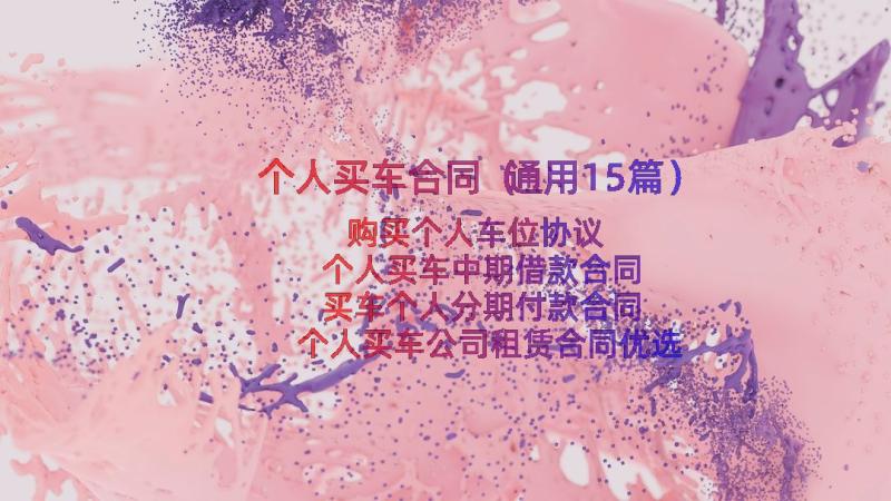 个人买车合同（通用15篇）