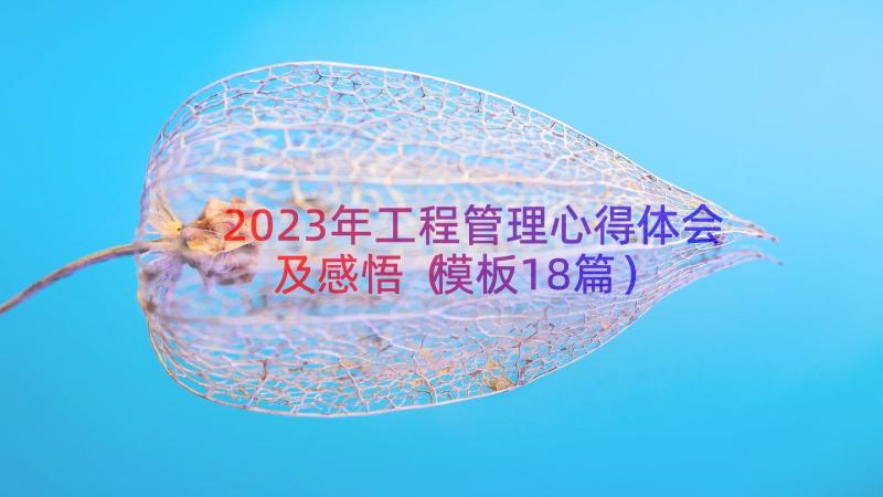 2023年工程管理心得体会及感悟（模板18篇）