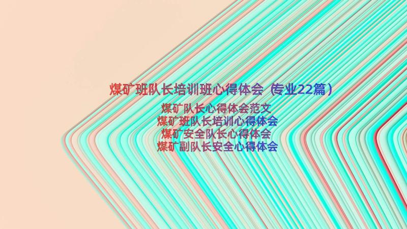 煤矿班队长培训班心得体会（专业22篇）