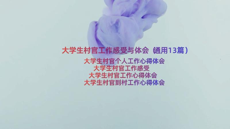 大学生村官工作感受与体会（通用13篇）