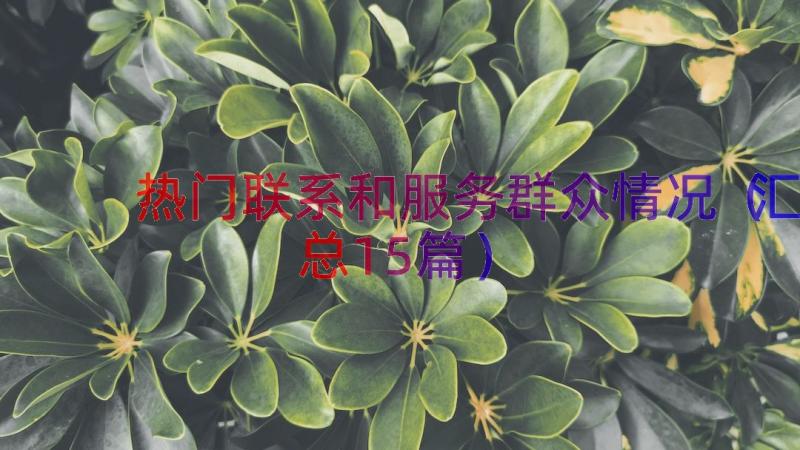 热门联系和服务群众情况（汇总15篇）