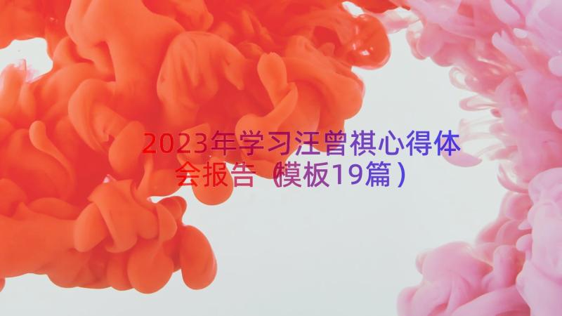 2023年学习汪曾祺心得体会报告（模板19篇）