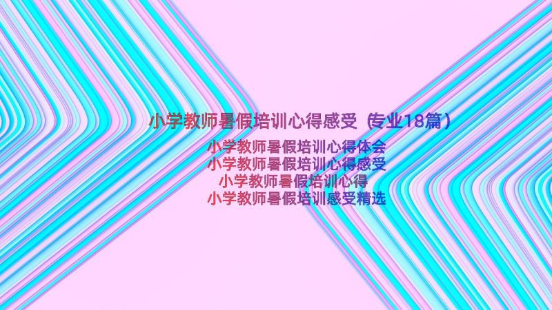 小学教师暑假培训心得感受（专业18篇）