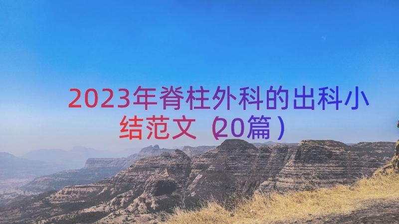 2023年脊柱外科的出科小结范文（20篇）