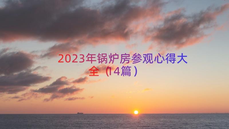 2023年锅炉房参观心得大全（14篇）