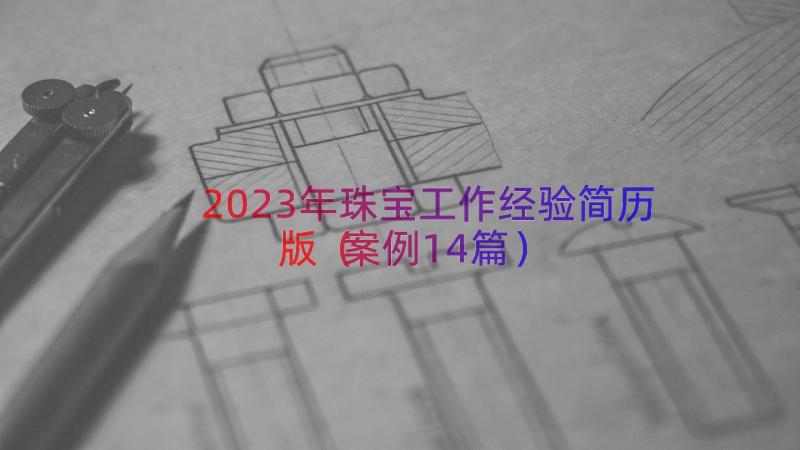 2023年珠宝工作经验简历版（案例14篇）