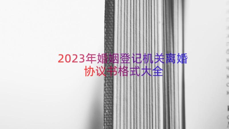 2023年婚姻登记机关离婚协议书格式大全（12篇）