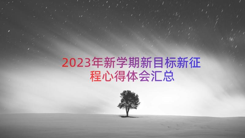 2023年新学期新目标新征程心得体会（汇总13篇）