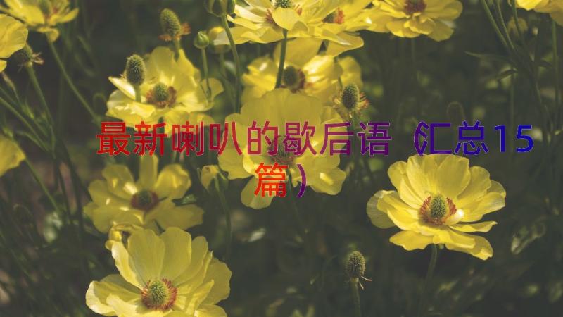 最新喇叭的歇后语（汇总15篇）