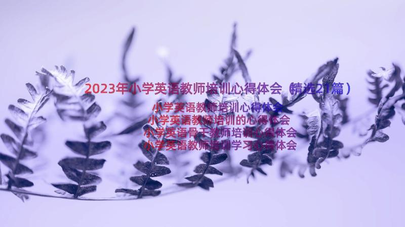 2023年小学英语教师培训心得体会（精选21篇）