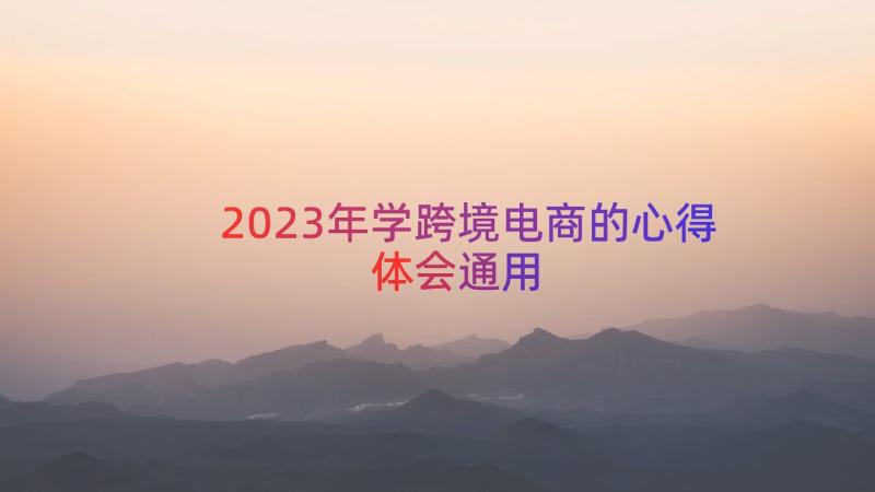 2023年学跨境电商的心得体会（通用18篇）
