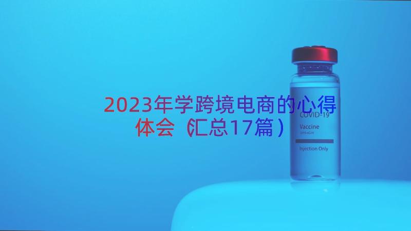 2023年学跨境电商的心得体会（汇总17篇）