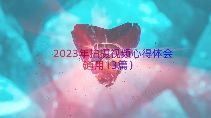 2023年拍摄视频心得体会（通用13篇）