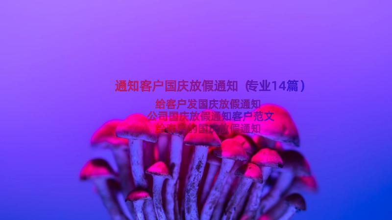 通知客户国庆放假通知（专业14篇）