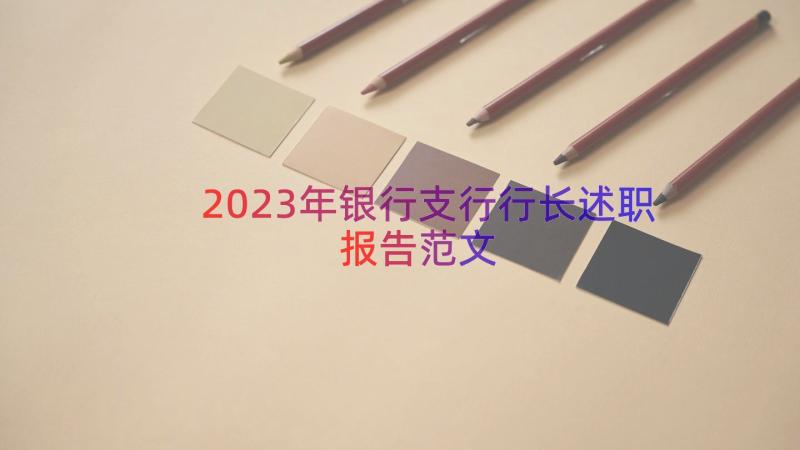 2023年银行支行行长述职报告范文（13篇）