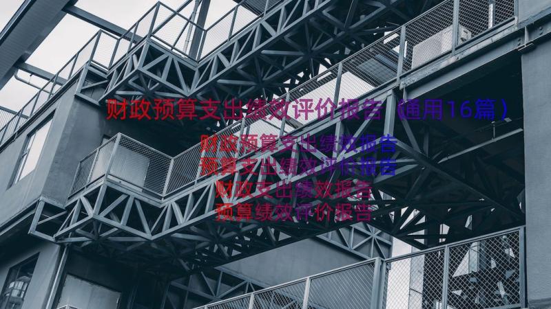 财政预算支出绩效评价报告（通用16篇）