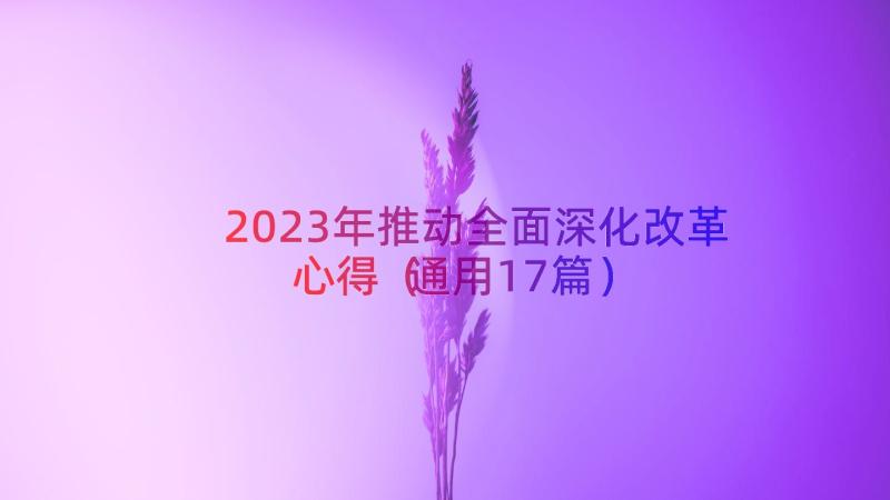 2023年推动全面深化改革心得（通用17篇）